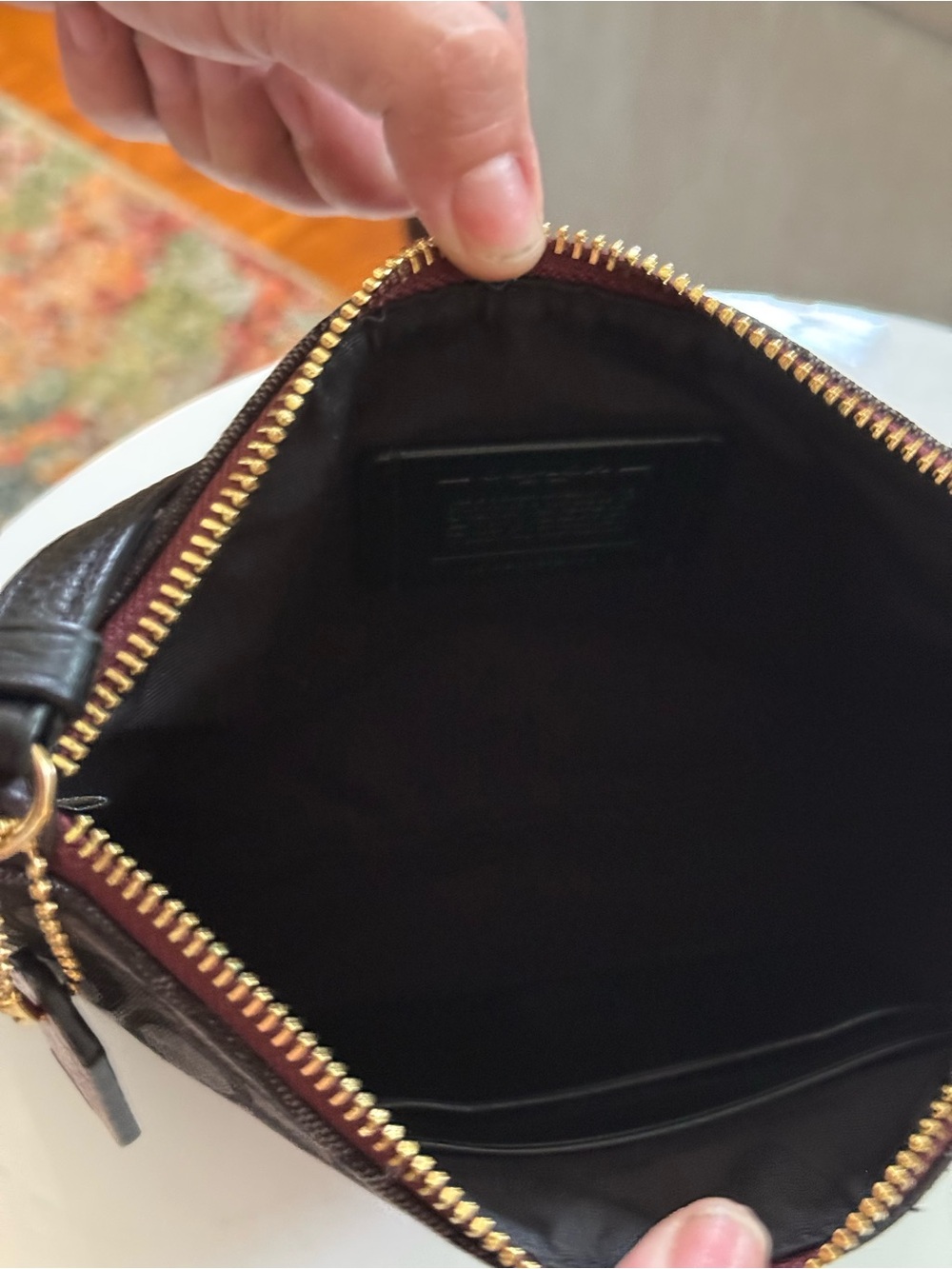 Pristine Coach Legacy Signature Stripe Wristlet Brown Red Y2K - Picture 4 of 6